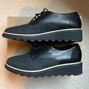 Clarks’ Sharon Noel black tweed combo lace-up shoe